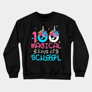 100th Day of Kindergarten For Girls 100 Magical Days Crewneck Sweatshirt